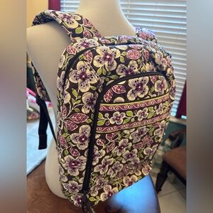 Vera Bradley Quilted Floral Backpack — Purple, Green & Brown